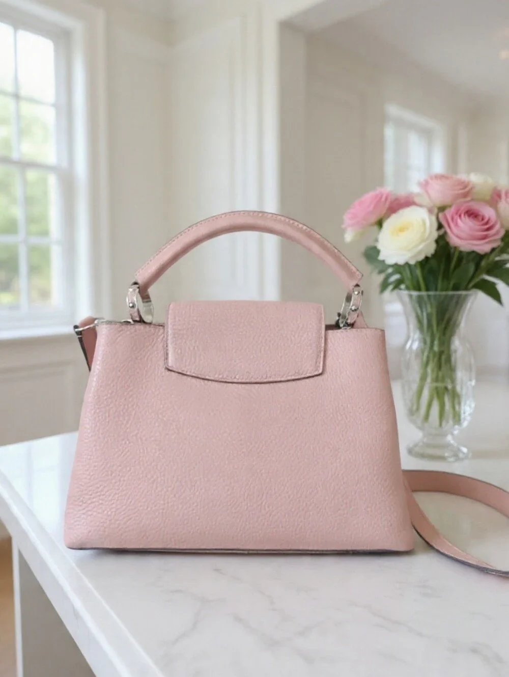 Louis Vuitton Capucines BB Magnolia Pink Taurillon Leather Silver HW 💕 EUC